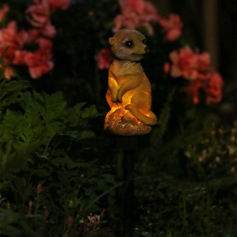 Solar Resin Lights Ground Mounted Fox Mongoose Lamp Decorative Outdoor Garden Courtyard Lights Garden Roadside LED Night Lamp