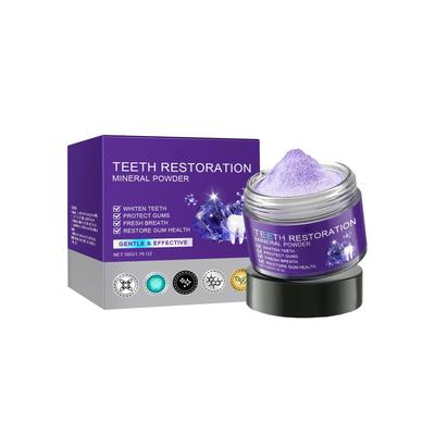 Purple Teeth Whitening Powder Gently Cleans Yellow Teeth Stains and Bad Breath Odor, Freshening Breath