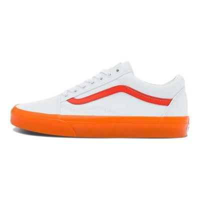 Old Skool Casual Low Top Skate Shoes Small Orange Side Stripe Unisex 'White' Vans VN0000SBZ34