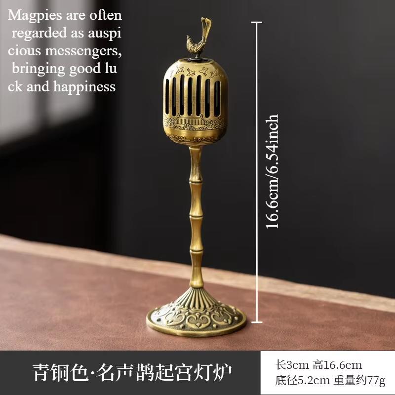 Matel Magpie Hollow Lamp Sandalwood Fragrance Censer Smoking Backflow Incense Holder Tea House Ornaments Study Room Home Decor