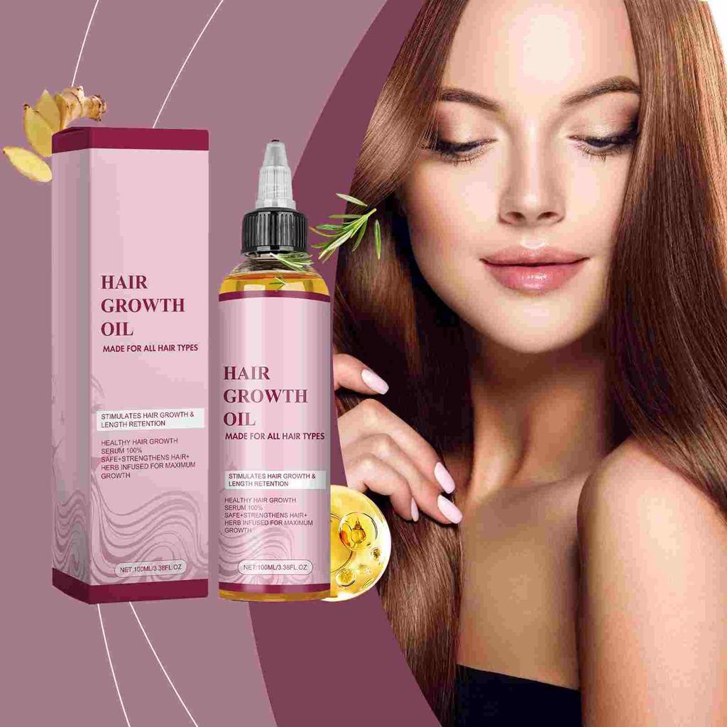 Huile de croissance des cheveux Stimule la croissance des cheveux Huile infusée d'huile, d'huile de ricin et d'huile de graine noire pour toutes les qualités de cheveux, 100 ml