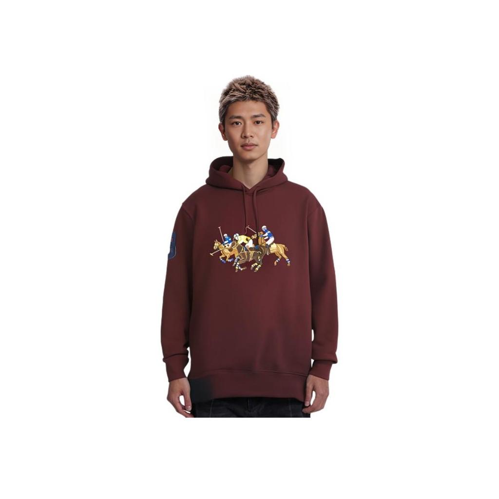 Polo Ralph Lauren Ss22 Logo Print Embroidered Hooded Long Sleeve Sweatshirt Men Sweatshirt Burgundy 710823853-004