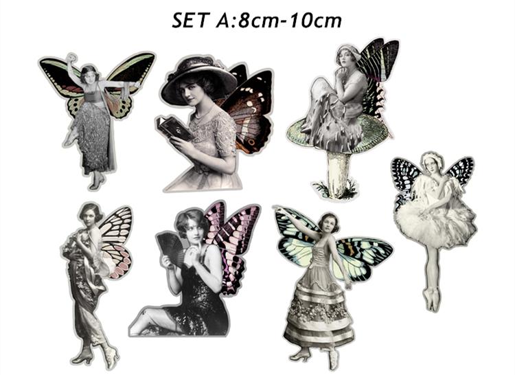 Black Butterfly Fairy Antique Decoration Paperboard DIY Scrapbooking Decorative Thick Card Material Junk journal