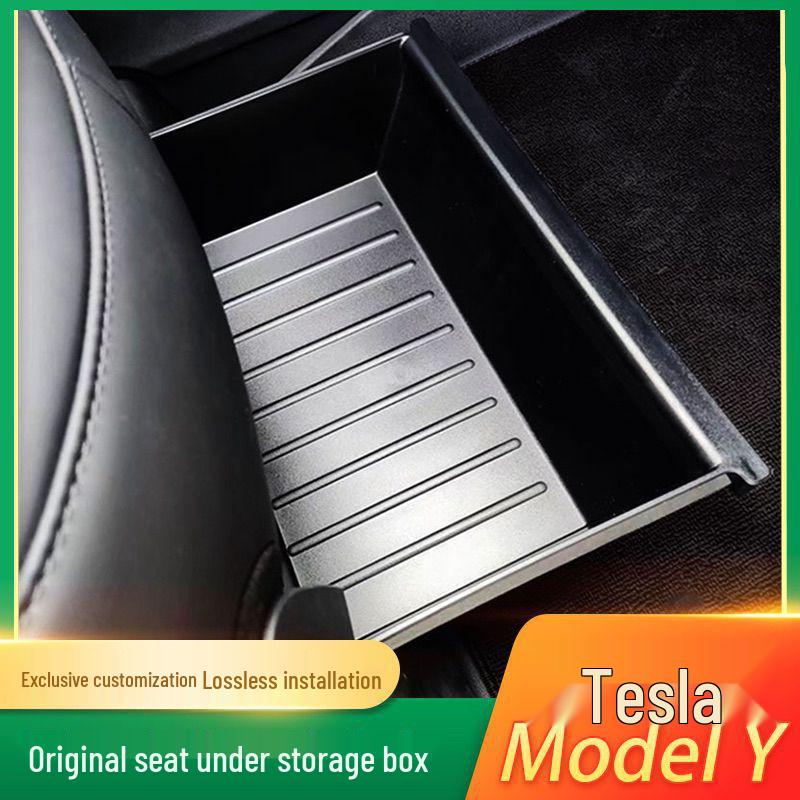 Tesla Model Y Under-Seat Storage Box Organizer for Rear Seat Accessories