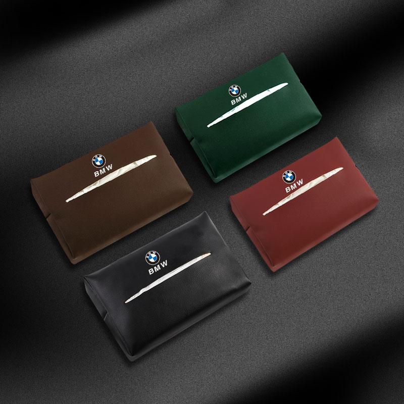CTCE1 Leather Car Tissue Box Sun Visor Seat Back Hanging Bag For BMW Performance F30 I4 X3 F10 E90 F20 E46 E60 E70 E39 E36 E87 X7 E92