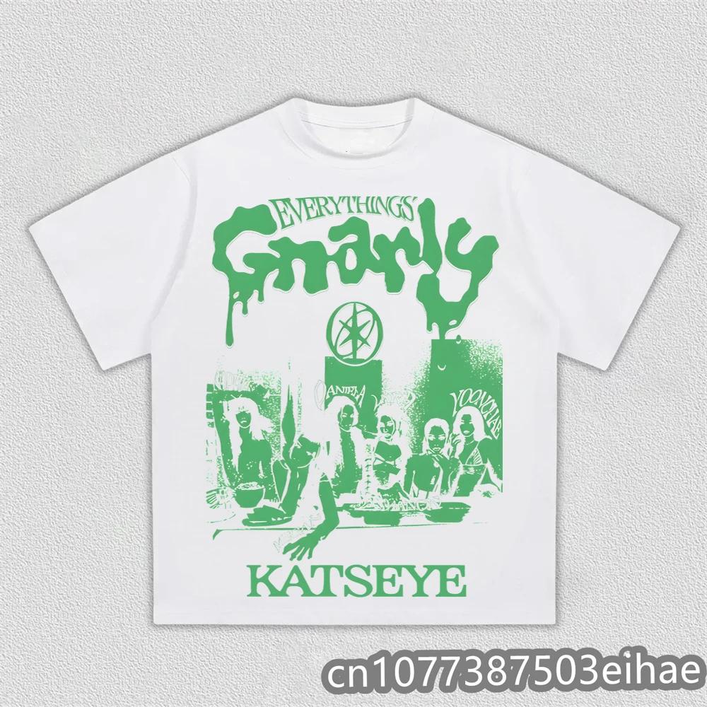 Unisex Casual Graphic Tshirt Oneck Short Sleeve Gothic Y2k Top Unisex Unisex Funny Print Katseye TShirt Streetwear