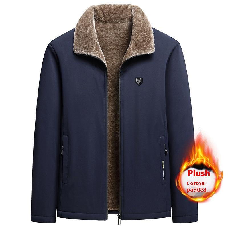 Men's Warm, Padded Casual Jacket for Autumn and Winter; Suitable for Elderly and Middle-aged Men.