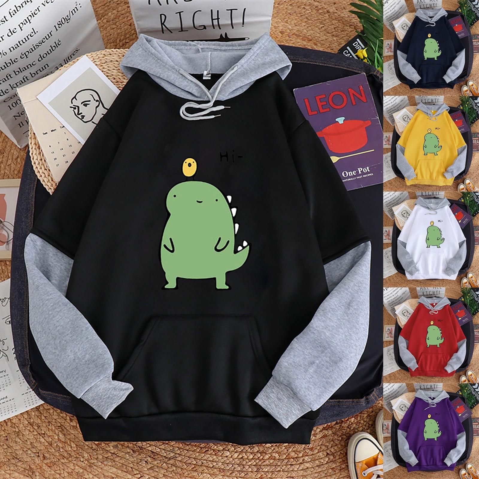 

Женская толстовка с длинными рукавами и шнурком с капюшоном и строчкой Collision Color