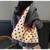 Polka Dot Canvas Bag Women's New Tote Bag Large Capacity Portable Vegetable Basket Bag Commuter Armpit Bag