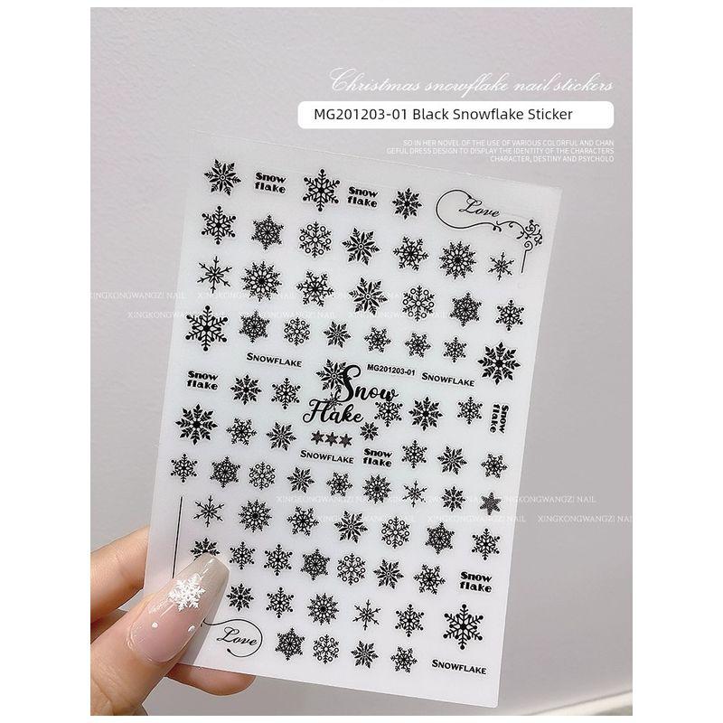 

Fall and Winter Christmas Series Snowman Snowflake Nail Stickers Paper Net Red Best Selling Cute Christmas Tree Easiest for Match Nail Jewelry MG201203-01 Black Snowflake Sticker