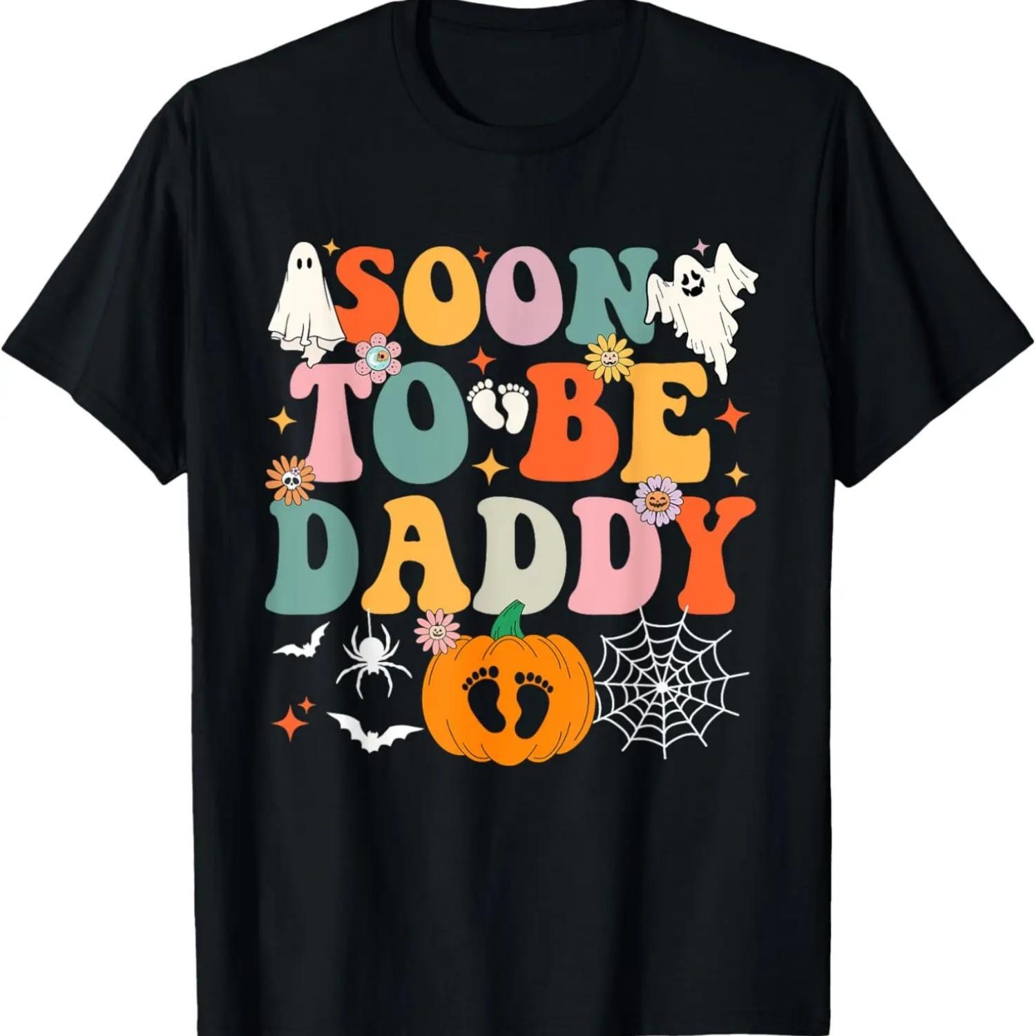 Soon to Be Daddy Halloween Pregnancy Announcement Pumpkin T-Shirt S чёрный