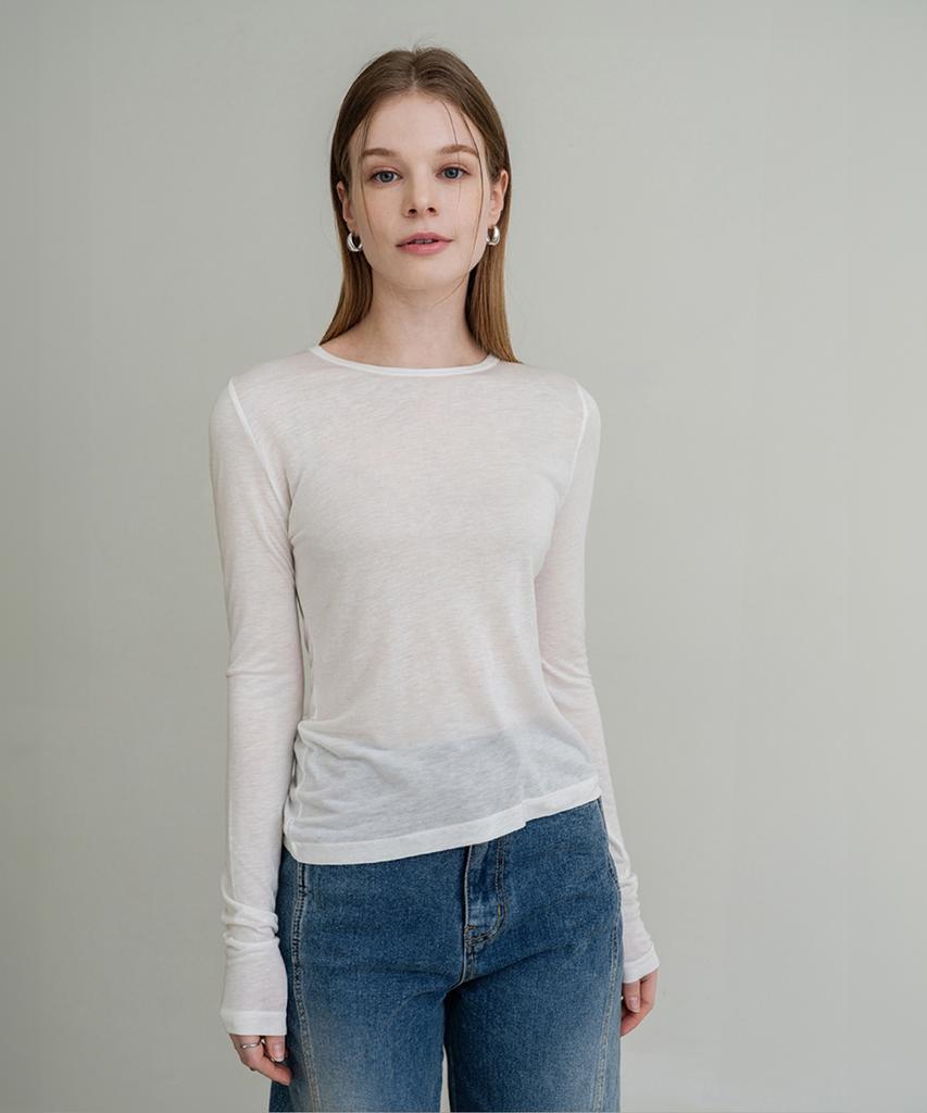 CLO'ET Basic Tencel Sheer Sleeve T-Shirt + 4 Colors