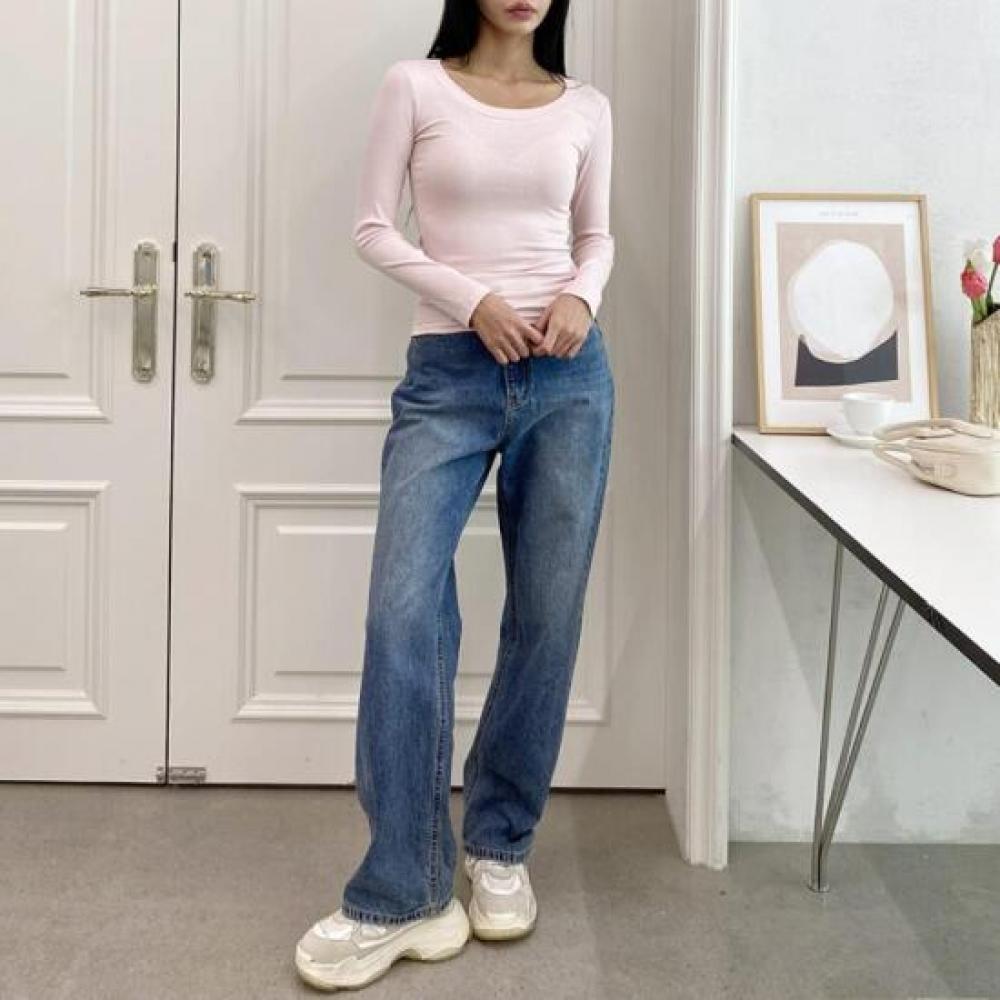 New ArrivalS Open Run Women S Scoop Neck Ribbed TighT Long Sleeve T ShirT