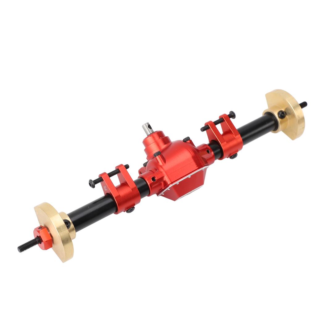 RC Rear Axle Assembly Aluminum Alloy RC Car Rear Axle Upgrade Parts with 27T 8T Internal Mounting Gear for SCX10 PRO Red