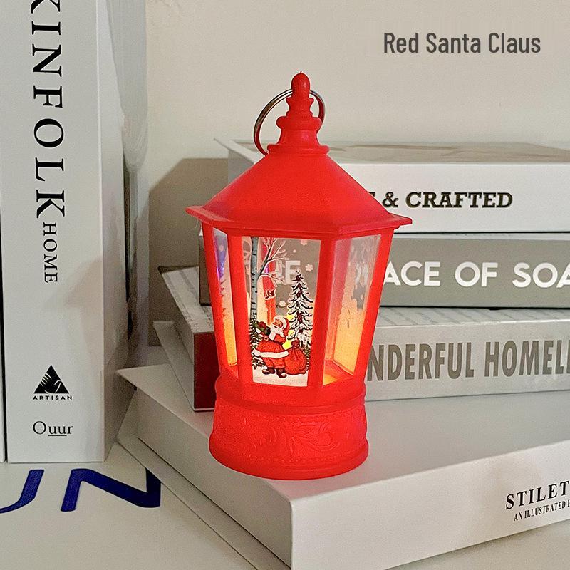 Weihnachts-LED-Windlaterne Kerzenlampe - Retro Tragbare Dekoration Ornament
