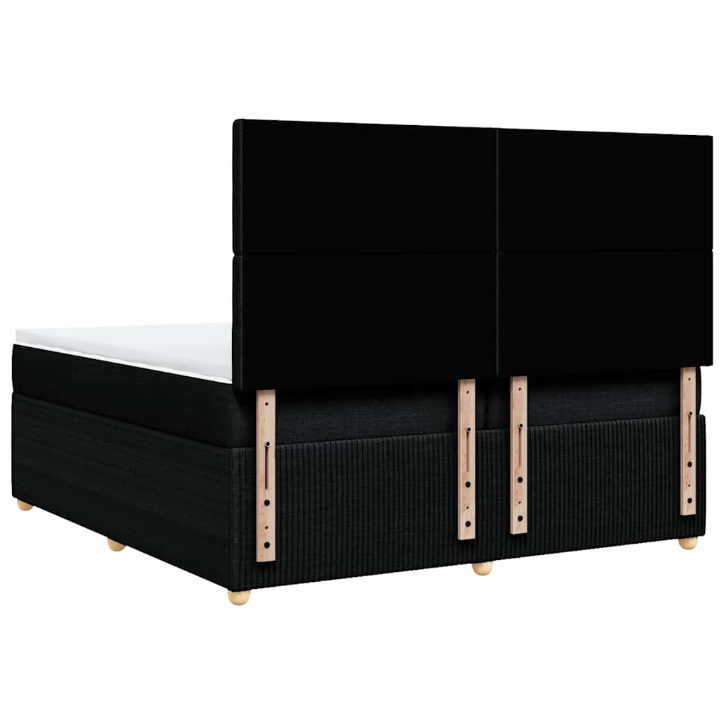 Box Spring Bed with Mattress Black 200x200 cm Fabric