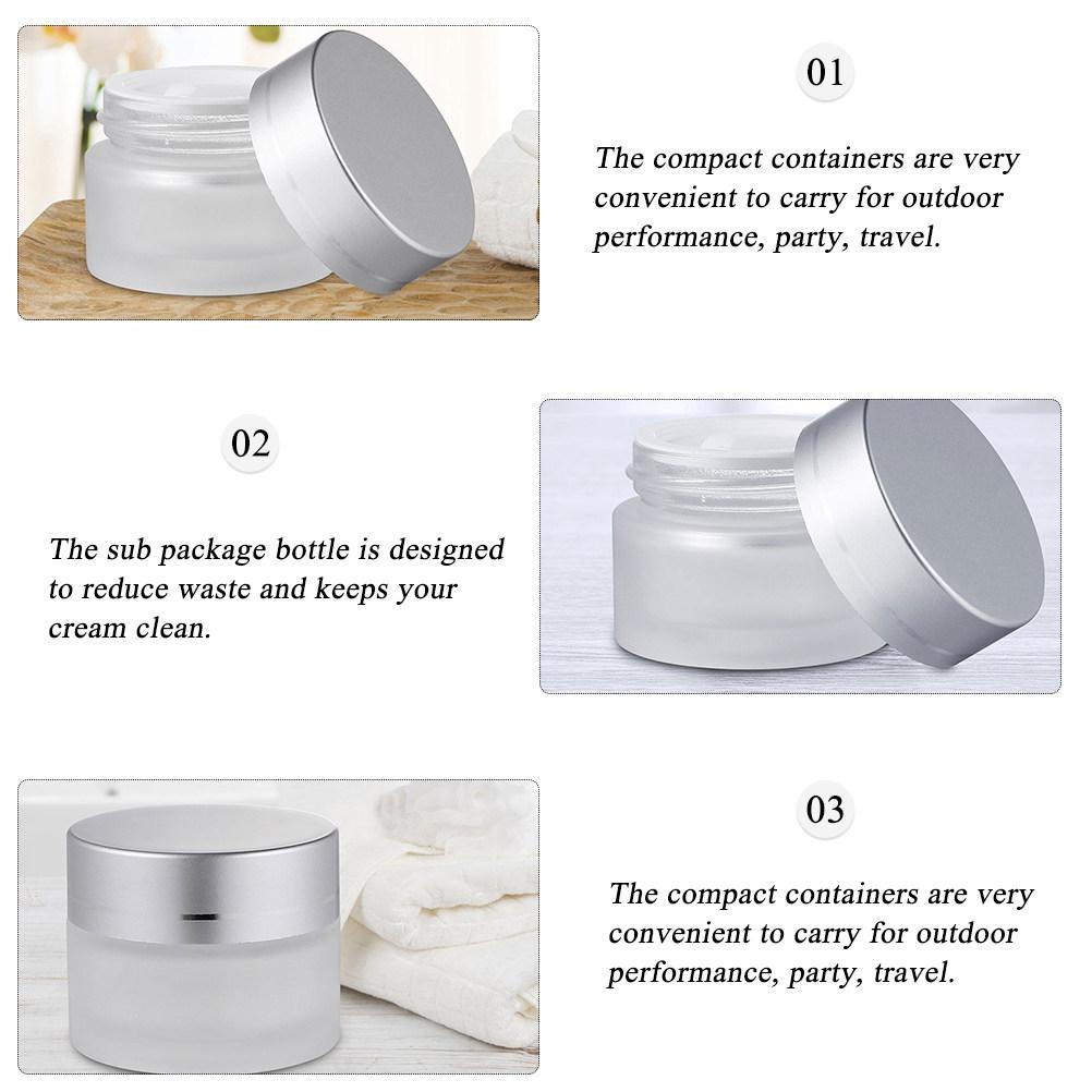 10Pcs Refillable Frosted Glass Containers for Facial Cream Travel Storage Mini Leak-Proof Cream Bottles Empty
