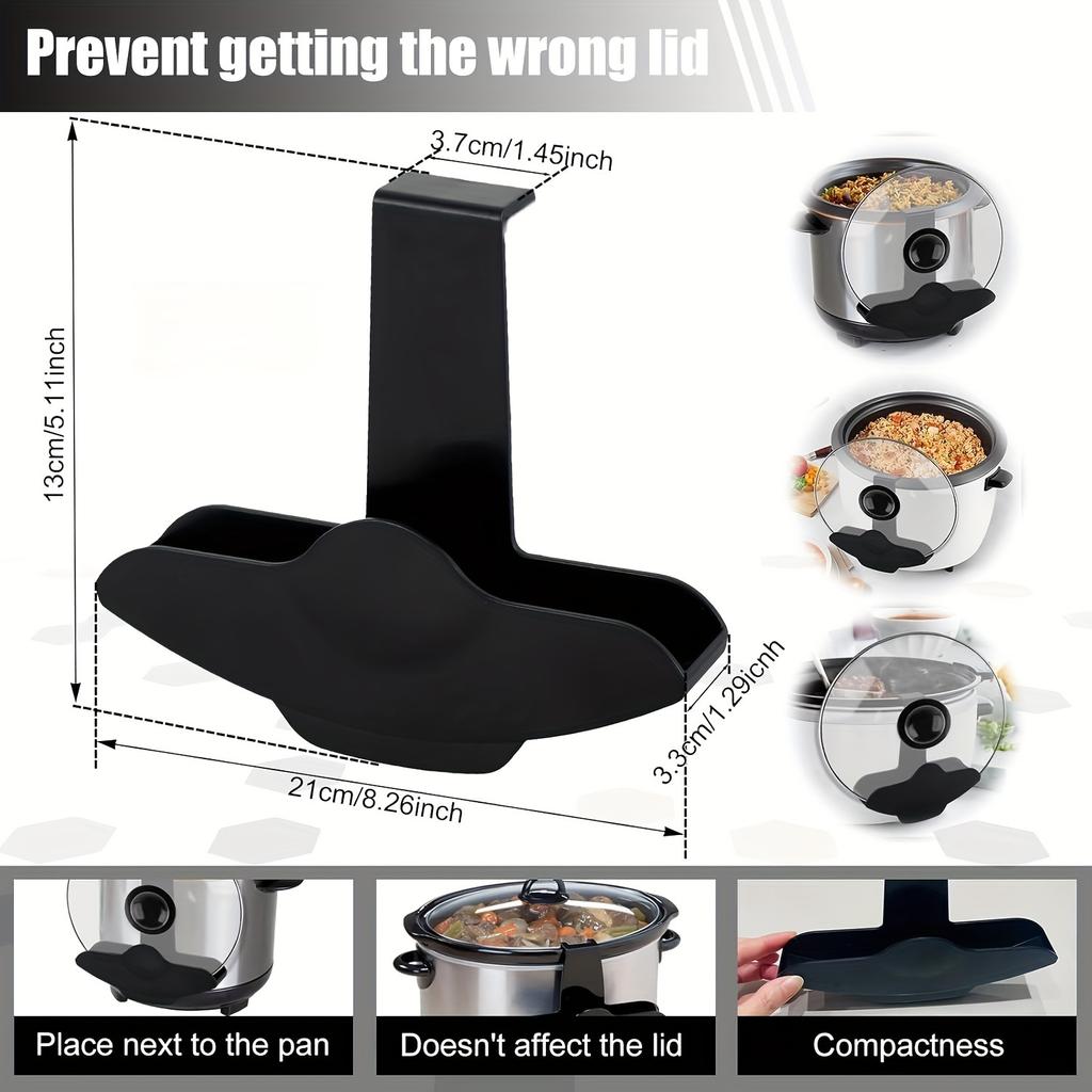 1ks Držák víka pomalého hrnce a stojan na hrnce s volnýma rukama - Nastavitelný plastový kuchyňský organizér s pevnou policí na uskladnění víka