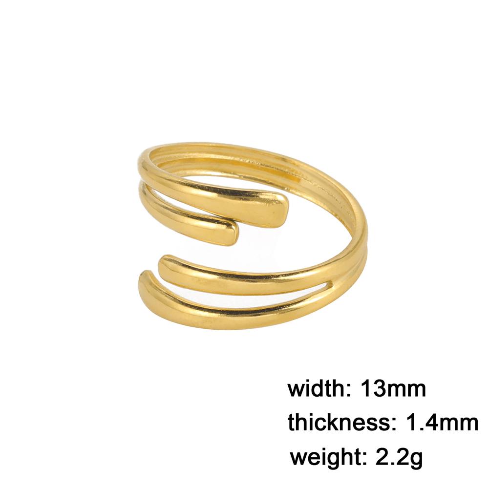Simple Stainless Steel Gold Color Adjustable Opening Four-strand Open-ended Ring For Women Jewelry Finger Ring Wholesale