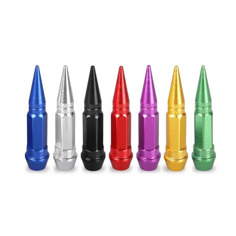 4pcs Car Universal Bullet Head Screws Valve Caps Personalized Modifications Pointed Valve Tips Bicycle and Motorcycle Tires