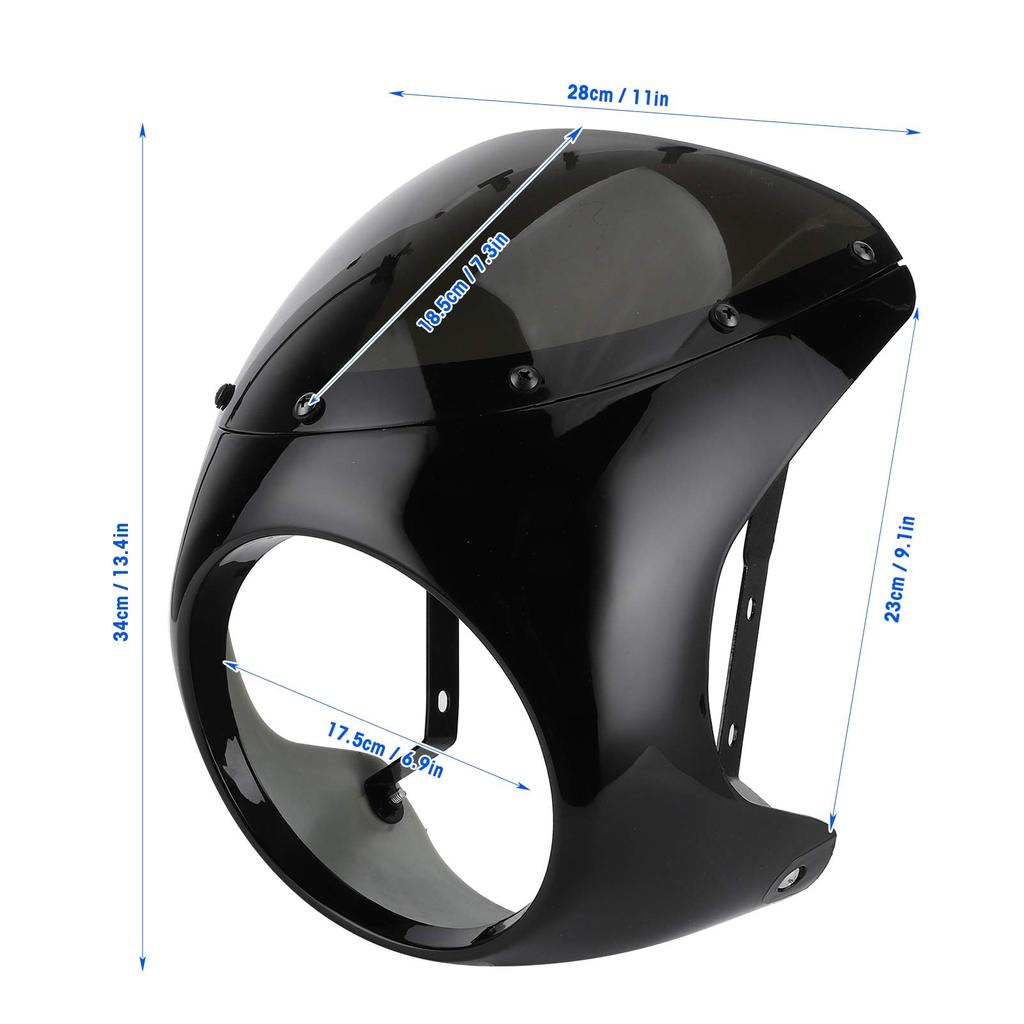 DOACT Headlight Fairing Bikini Cowl Set 7-inch Windproof, Dirtproof, Sturdy, Corrosion-Resistant ABS Material, Bright Black + Black Cover, Easy Instal