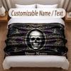 Skull Gothic Theme Soft Blanket Personalized Custom Name Text Print Warm Blanket Home Sofa Bedroom Decor