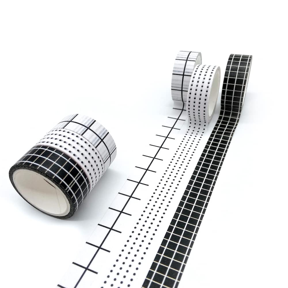 YUBX Masking Dot and Plaid Washi Tape Base Pattern for DIY Gift and Gift Decorations Tape, 12-Piece Set, Patterns, Crafts, Journals, Planners,