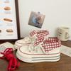 Original thick-soled high-top canvas shoes 22 autumn new plaid design sense chic tide