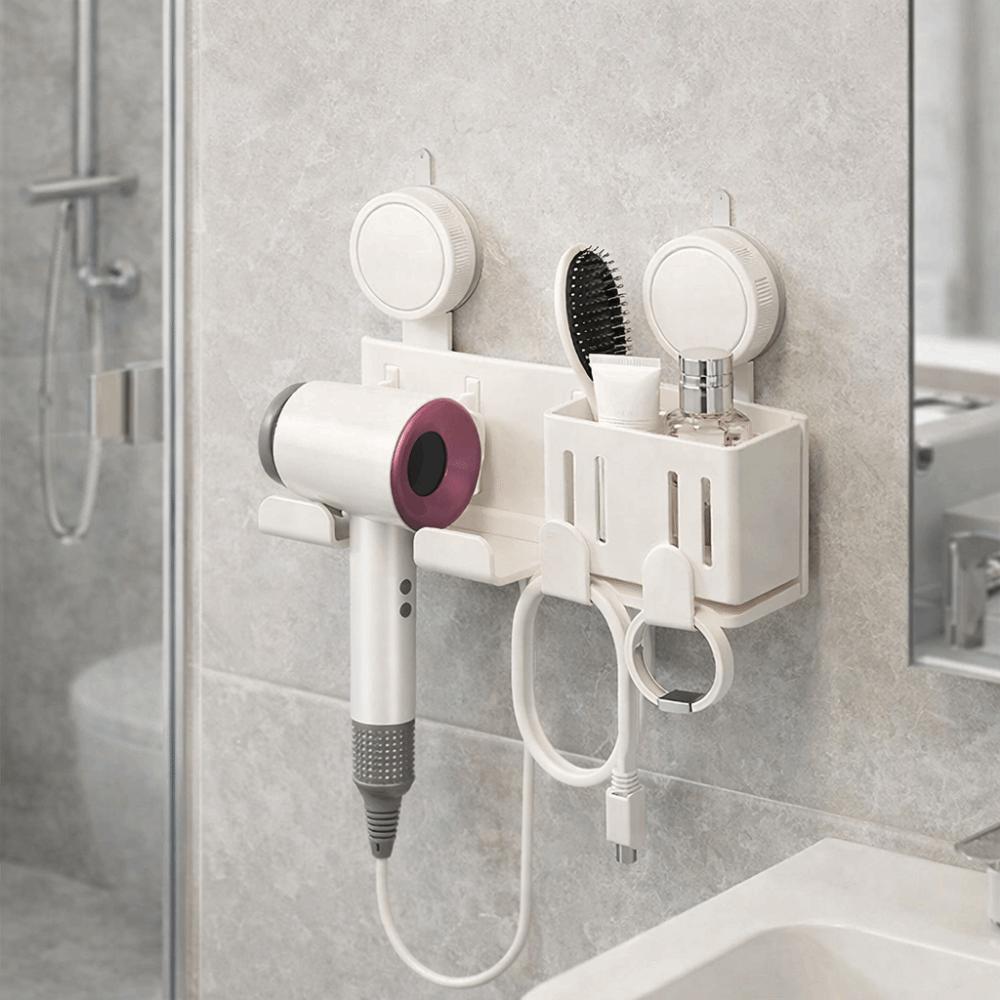 Wall Mounted Suction Cup Hair Dryer Holder Carbon Steel Blow Dryer Hanger  Hair Styling Area