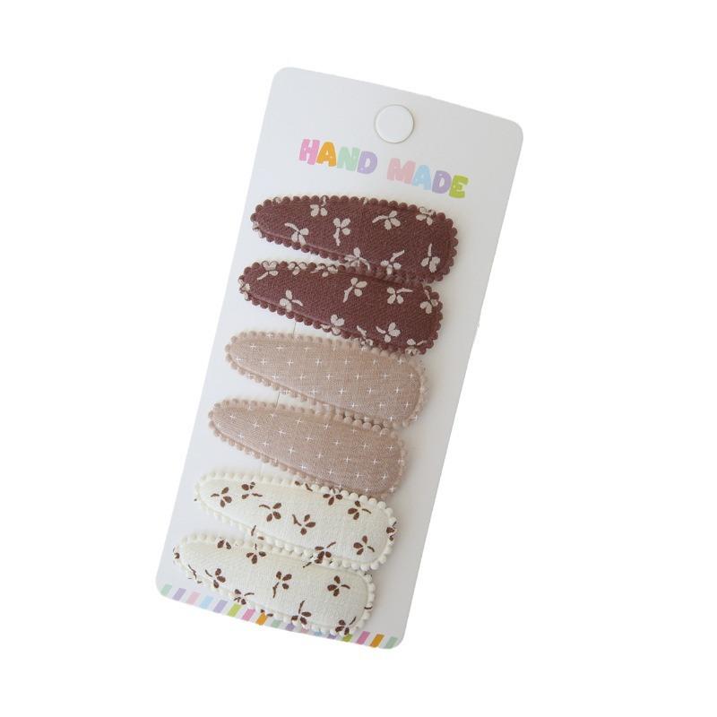 6Pcs Floral Cotton Alloy Hair Clips for Girls Kids Baby Soft Snap Hairpins Children Cute Bow Headwear Hair Accessories