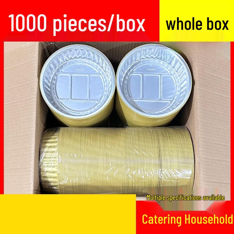 ZISIZ Round Gold 5000ml Aluminum Foil Takeaway Container Set (10 Pcs with Lids)