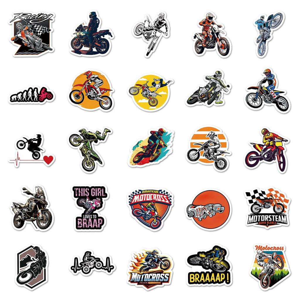 50 Off-Road Motorcycle Stickers: Cool, Waterproof Helmet & Suitcase Decorations