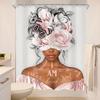 MESHELLY Black Girl Shower Curtain - Gray & Pink Peony, Motivational Quotes, Butterfly Design, Bath Decor