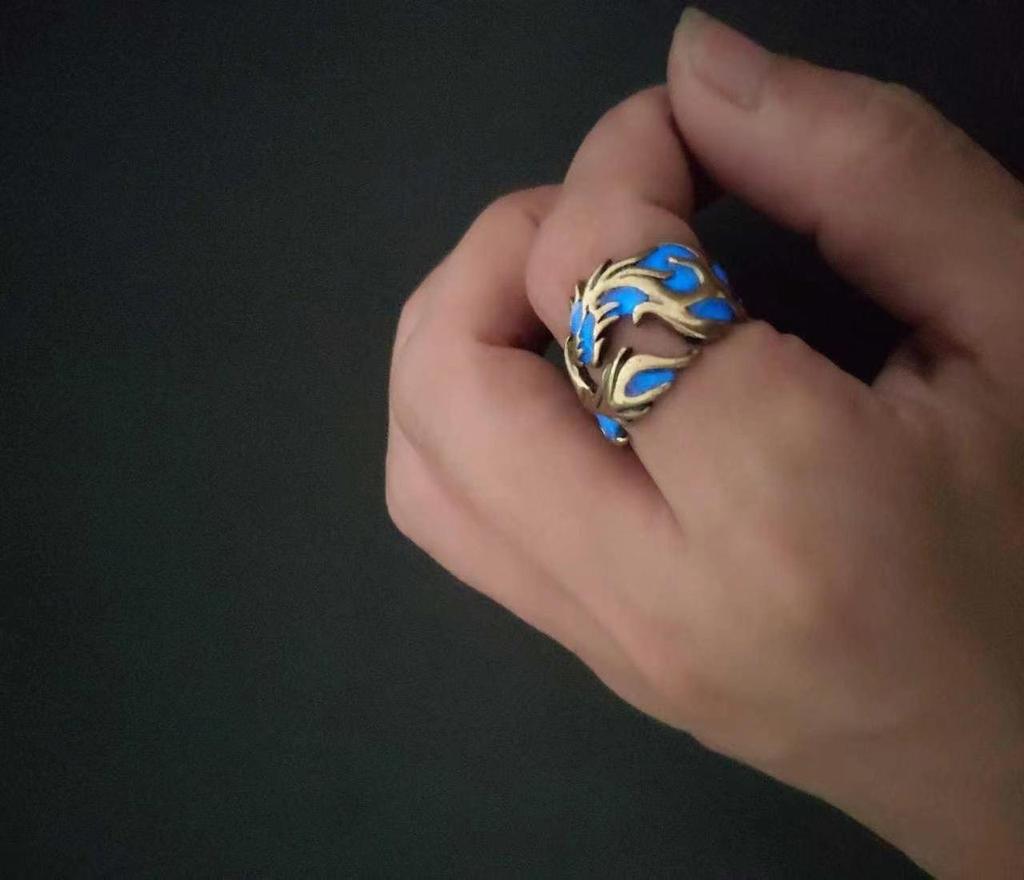 New Luminous Dragon Pattern Wide Band Ring for Men and Women - Ethnic Chinese Style, Large Size, and Perfect for Couples