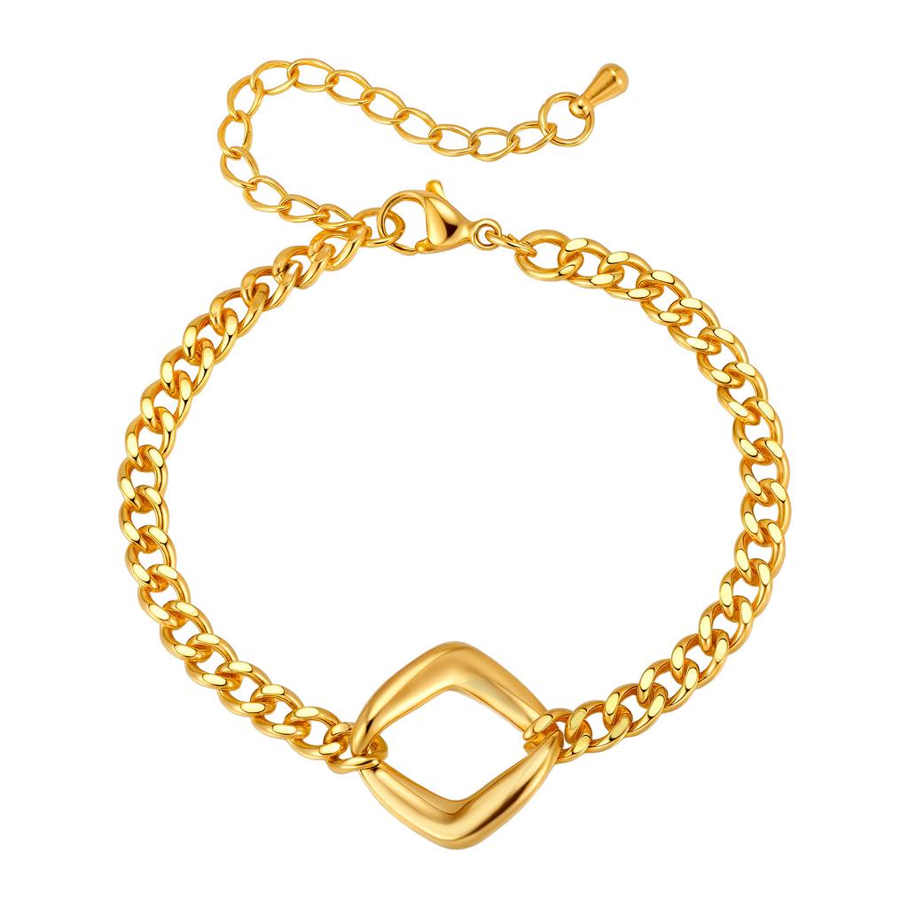 Ladies Fashion Items, Stainless Steel Cube Bracelet, 18K Gold Plated Jewelry Br-2626