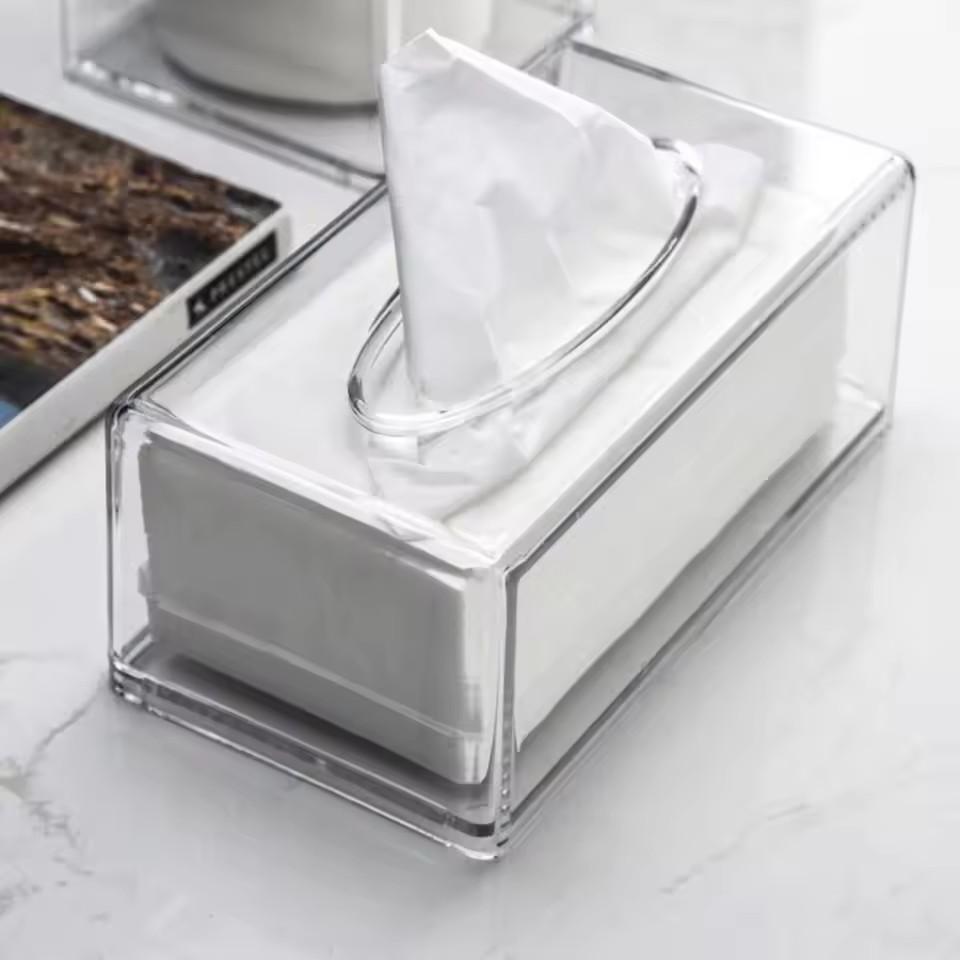 1PC Transparent Acrylic Tissue Box Holder Tissue Tea Table Dispenser Napkin Holder High-Quality Hotel Tissue Storage Box