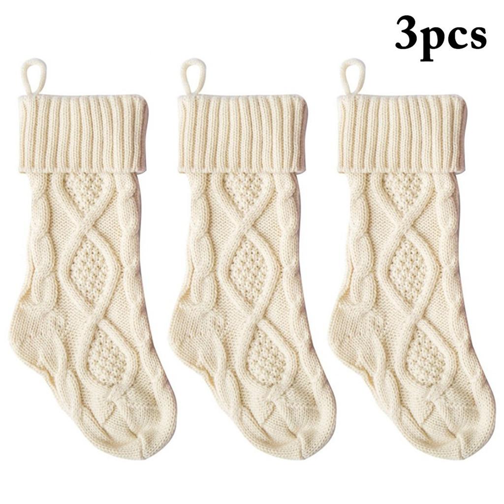 3-pack Julstrumpor Stickade Julstrumpor 14,6 tum Dubbelsidiga Kaminhängande Strumpa för Familjens Juldekoration