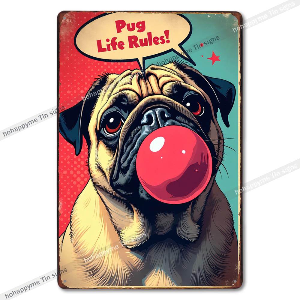 Vintage Cute Dog Themed Metal Tin Sign Retro Funny Puppy Wall Art Decor for Home Pet Shop Man Cave Rustic Iron Painting Plaque