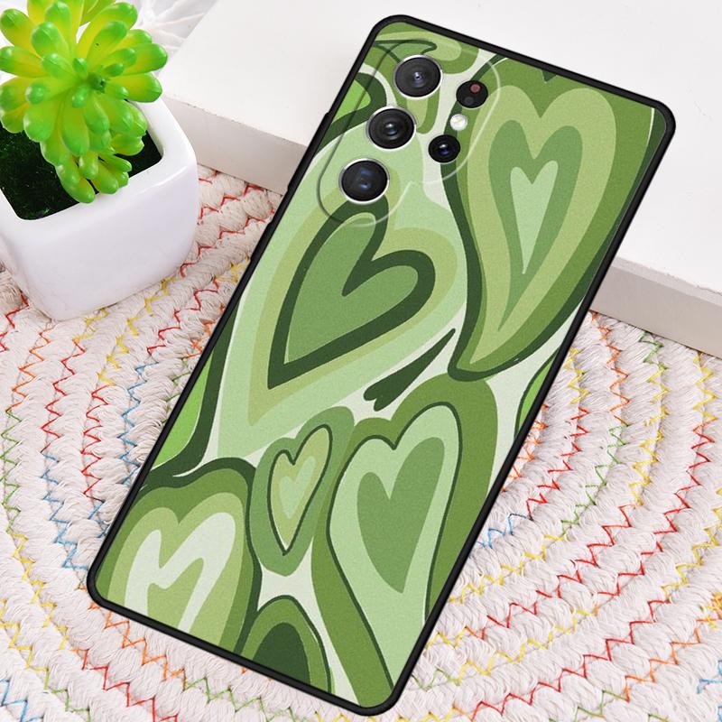green Heart Circle Silicone Phone Case For Samsung Galaxy note 10 pro S26 S25 S24 S23 S22 S21 Plus S25Ultra Capa Cover