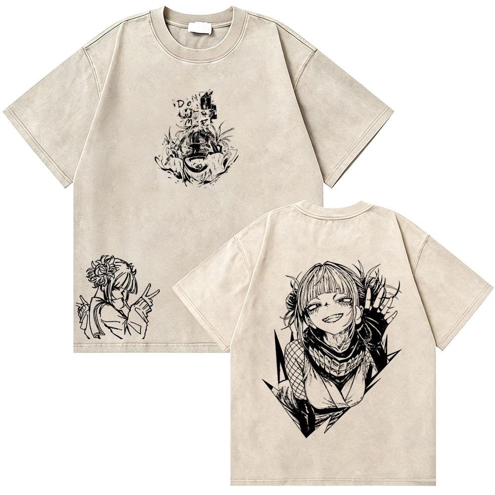 Washed Vintage Anime My Hero Academia Eijiro Kirishima T-shirt Men Women Manga Casual Retro T-shirts Men's Cotton Oversized Tees