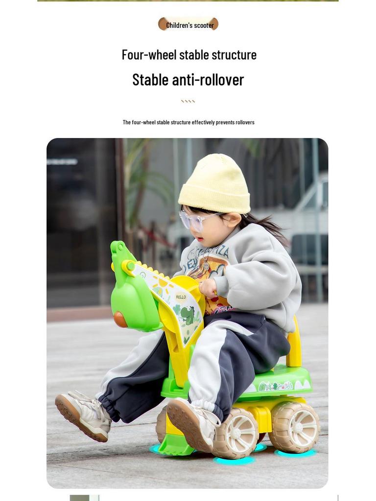 Kinder-Fahrbagger Spielzeug: Aufsitz-Bagger Baustellenfahrzeug für Kinder