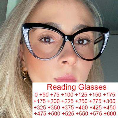 Neue Große Rahmen Blaulichtfilternde Katzenaugen Lesebrille Ultraleicht TR90 Alterssicht Brillen Luxus Brillenrahmen Plus +2 +3