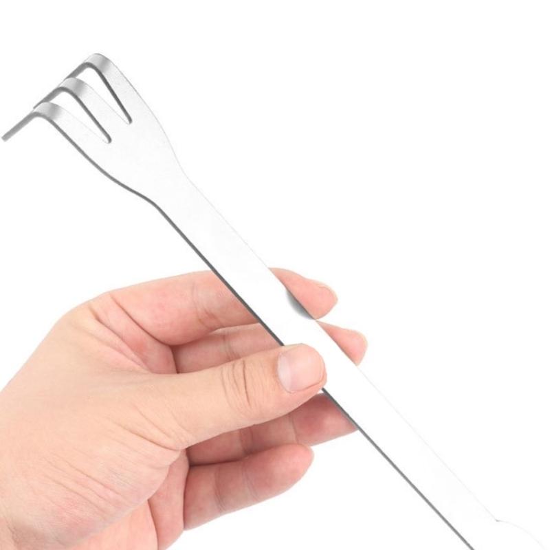 Handheld Rustproof Rakes 3-Prong Stainless Steel Root Rakes Loosen Soil Tool Ergonomic Handle for Gardening Plant