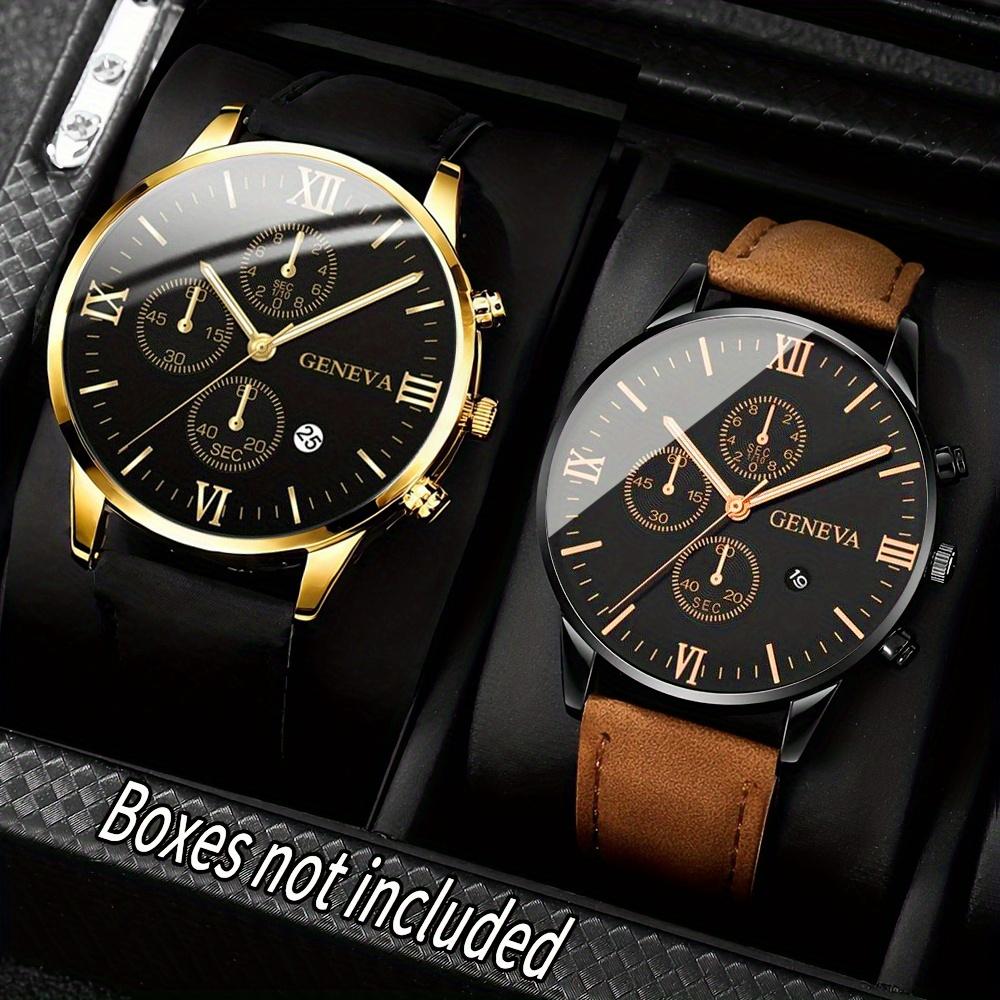 

2 шт./компл. Мужские часы Наручные часы Комплект Повседневные Спортивные Мужские часы Комплект Кварцевые Стрелочные Часы с Датой Комплект для Праздничного Подарка Набор Часов