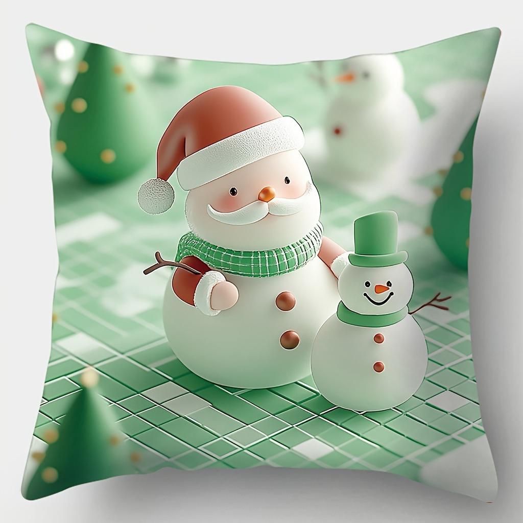 Home Decor Christmas-Themed Cute Creatures Pillow Covers Pattern Cushion Cover Suitable For Sofa Bedroom Car Pillow Cover