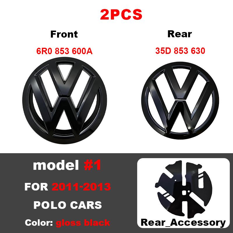 

3D ABS Car Front Hood Emblem Bonnet Rear Tail Trunk Badge Auto Accessories For Volkswagen Polo VW 2011-2013 2014-2018 2019-2024 2Pcs For Polo