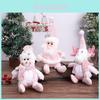 Adorable Pink Snowman And Reindeer Plush Figurines For Christmas Holiday Decor