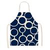 Kitchen Apron Navy Blue Geometric Pattern Kitchen Sleeveless Apron Linen Bib Home Cleaning Tools Cooking Apron Dinner Apron