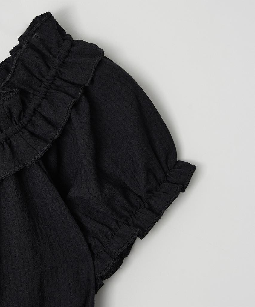 Hauseuobeupondeu Ruffled String Off Shoulder Blouse Black