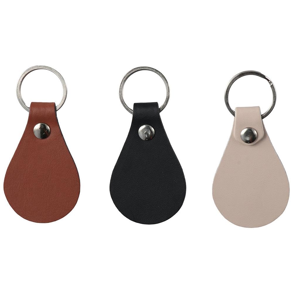 30 Pieces Leather Key Fob 6 Colors PU Leather Keychain Blanks with Key Rings and Engraving Keychain Blanks for Keychain Making Kit, Rivets,